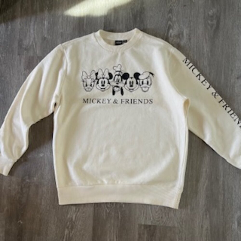 🧡3/15 Disney Mickey And Friends Oversized Sweatshirt Cream Women's XS/S